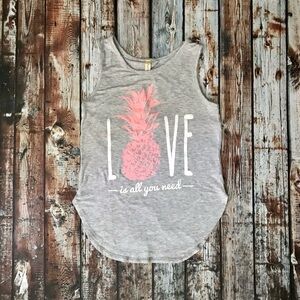 All You Need Is Love Pineapple Gray Tank